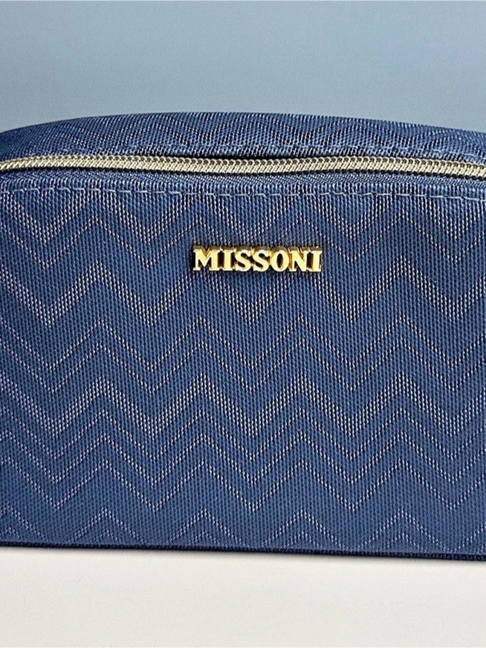 A premium Missoni for Delta Air Lines amenity kit pouch.